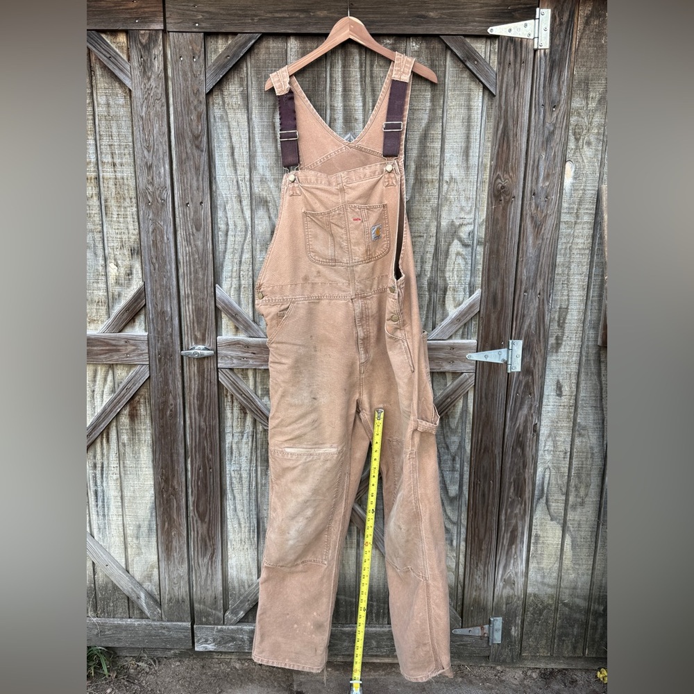 Carhartt WIP overalls. Tripple stitch leg fix. carhartt repair shop new straps